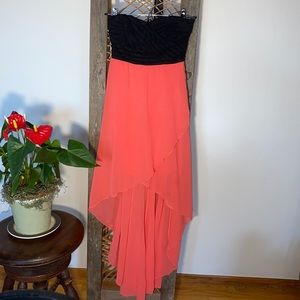 Casting LA Strapless High Low Dress Orange Black S
